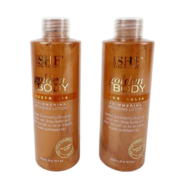 [2] om SHE Aromatherapy Golden Body Sunless Tanning Shimmering Bronzing Lotion - Picture 1 of 8
